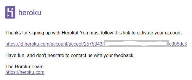 herokuからのメール